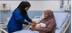 Maternity unit caring for a mother and newborn