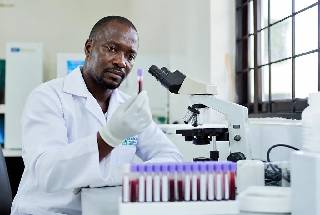 Laboratory technologist analysing samples at Tana Wellness Centre